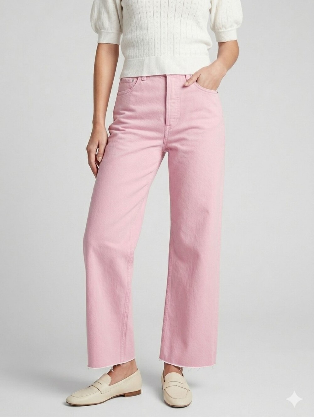 Boyish The Charley High Rise Wide Leg Jeans 26 Pink NWT